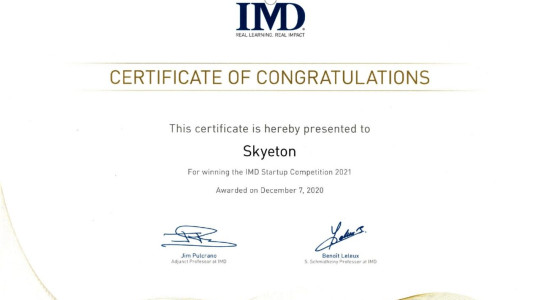 Skyeton won on IMD Startup Competition